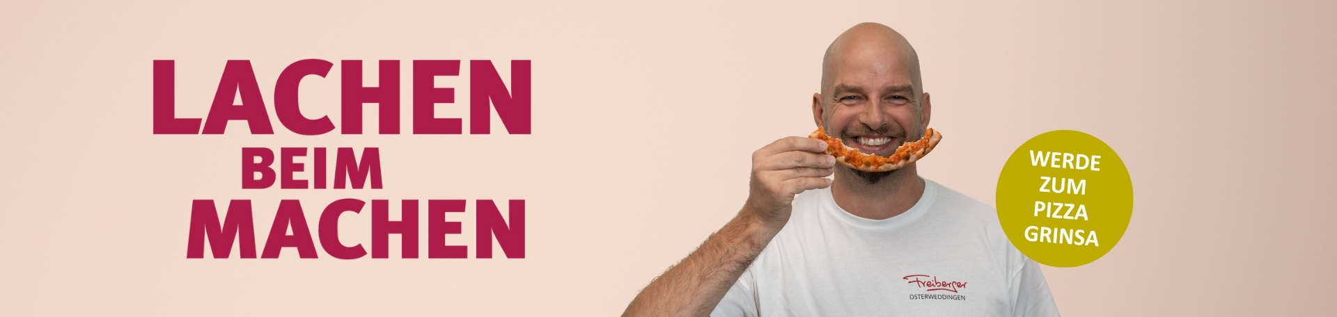 Lachen beim Machen, werde zum Pizza Grinsa